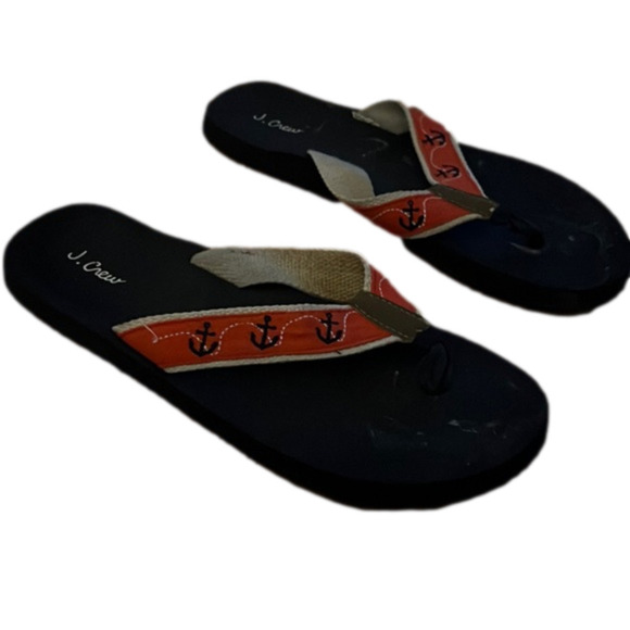 J crew red anchor platform size 8 flip flops - Picture 2 of 4